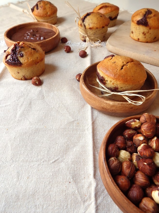 Muffins chocolat et noisettes, comme de la pâte à tartiner