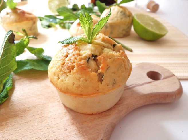 Muffins façon mojito à la menthe, citron vert, rhum vanillé et sucre roux