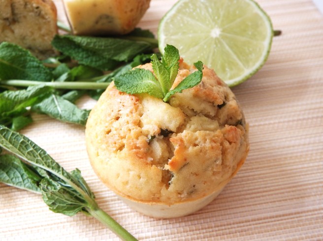 Muffins façon mojito à la menthe, citron vert, rhum vanillé et sucre roux