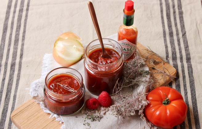 Ketchup de tomates et framboises