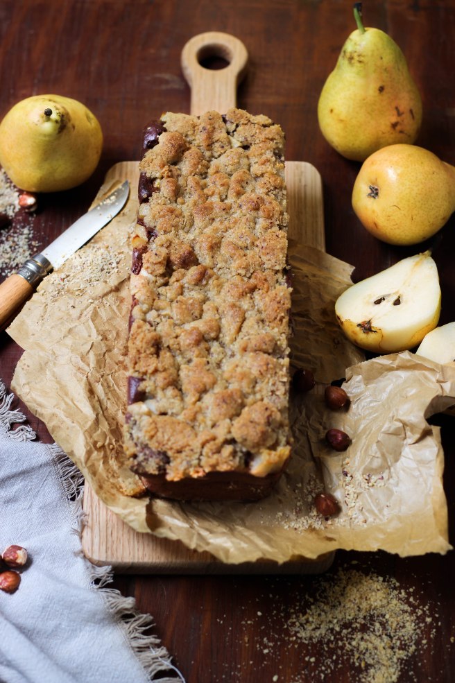 IMG_5978 (2)Crumble cake poires &amp; chocolat