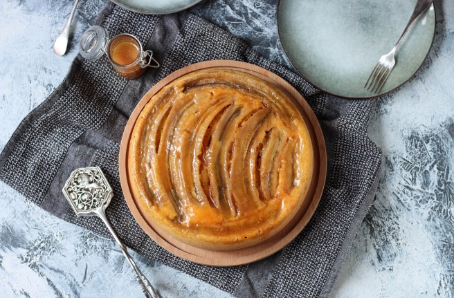Gâteau renversé à la banane - Upside down cake photography
