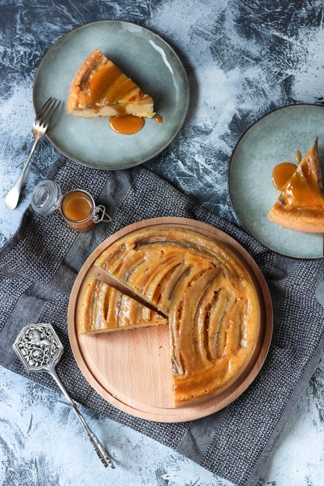 Gâteau renversé à la banane - Upside down cake photography