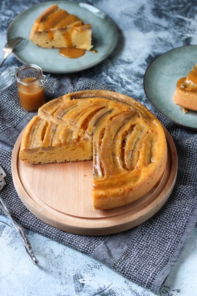 Gâteau renversé à la banane - Upside down cake photography