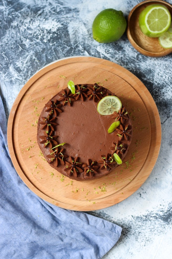 Layer cake chocolat et citron vert - photography