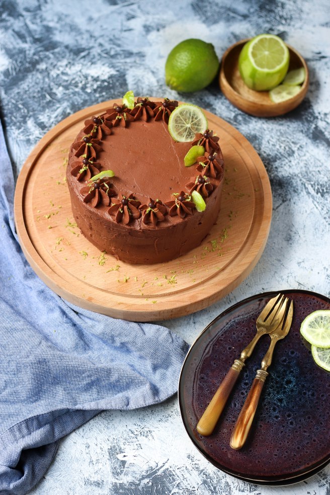 Layer cake chocolat et citron vert - photography