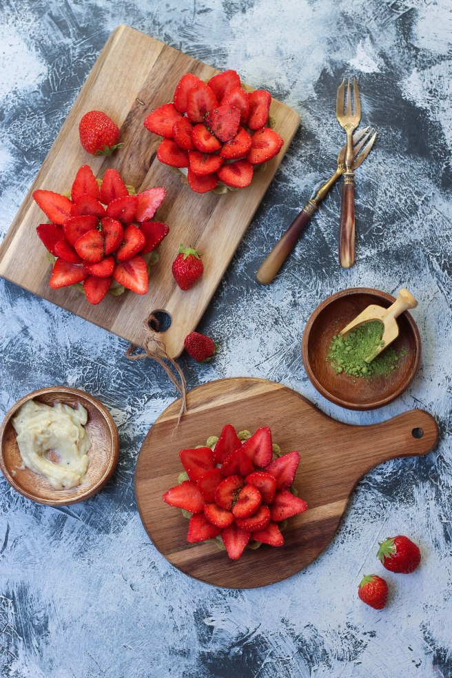 Tartelettes matcha aux fraises - photography
