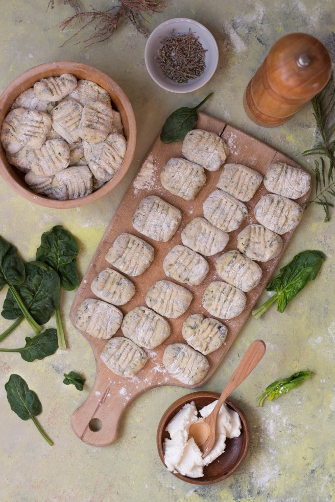 Gnocchis épinards et chèvre et sauce au parmesan - photography