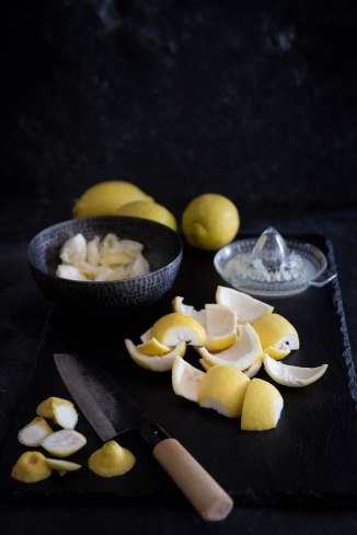 Écorces d'agrumes confites faites maison, technique et recette - food photography