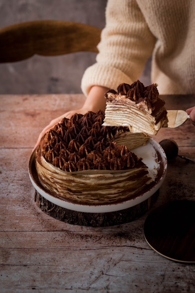 Gâteau de crêpes façon tiramisu à l'amaretto et au café - chandeleur photography