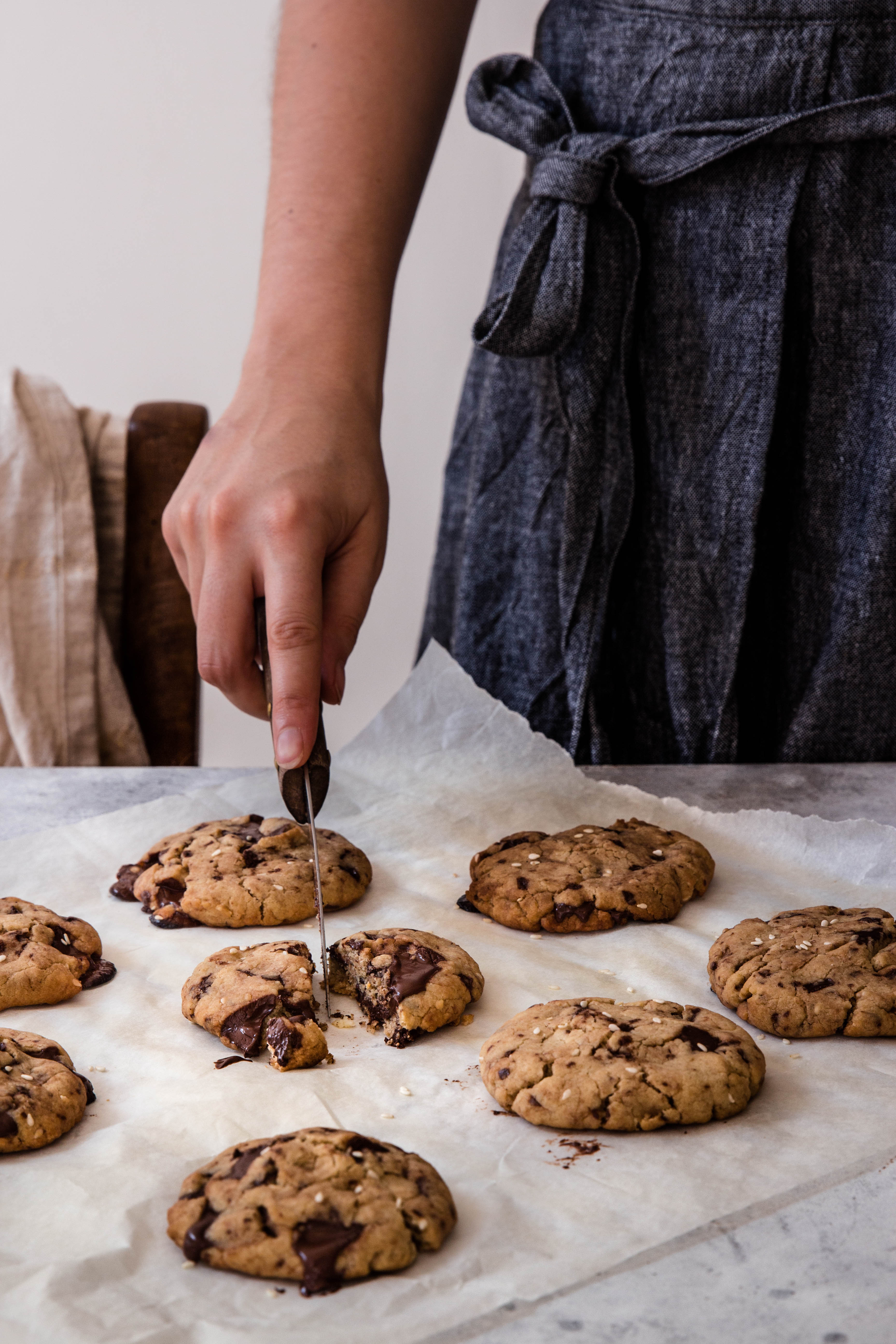 Chocolate chip cookies au sésame - photography