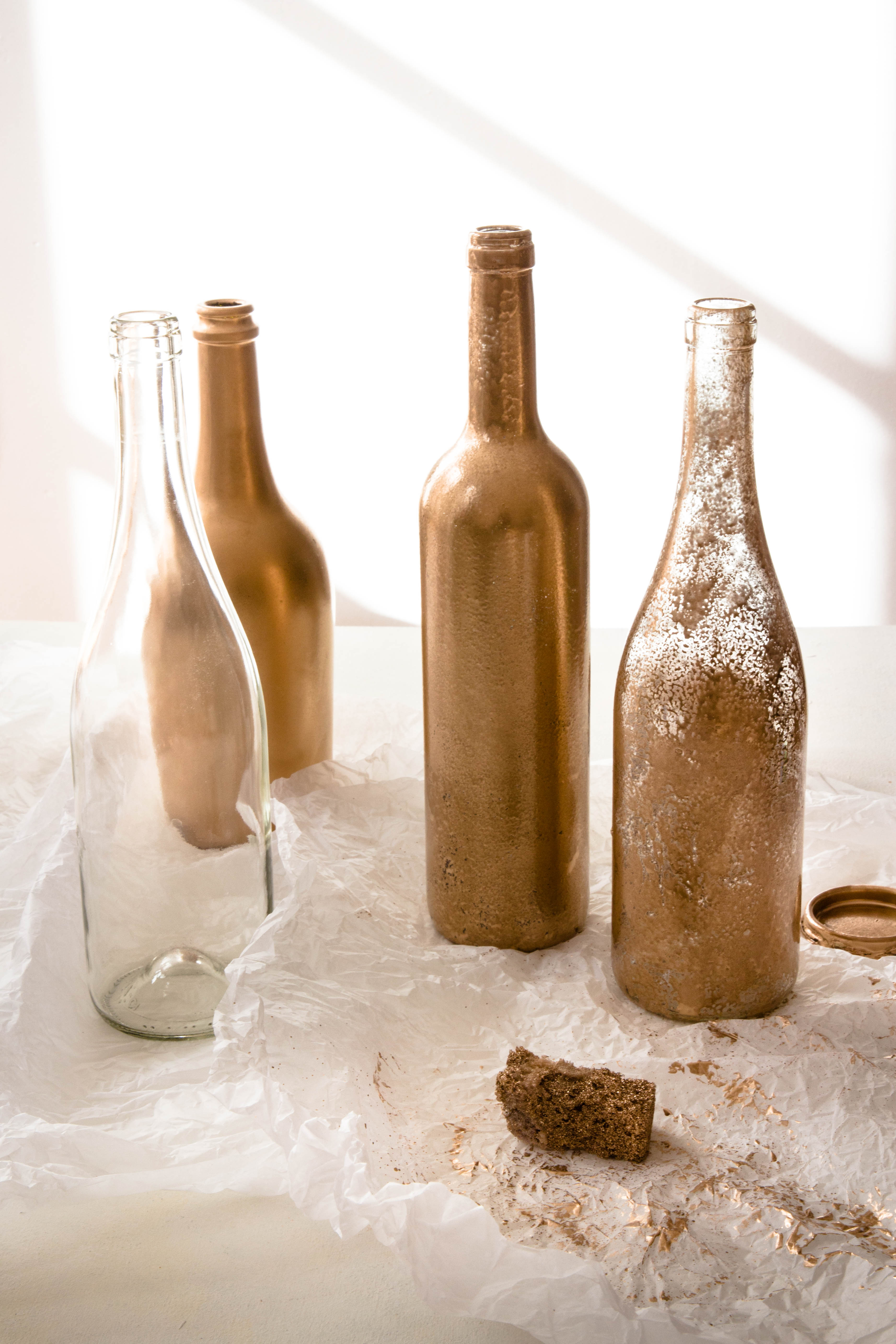 Bouteille de vin recyclée en vase de Noël - DIY photography