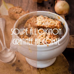 Recette de soupe à l'oignon au vin rouge gratinée au comté