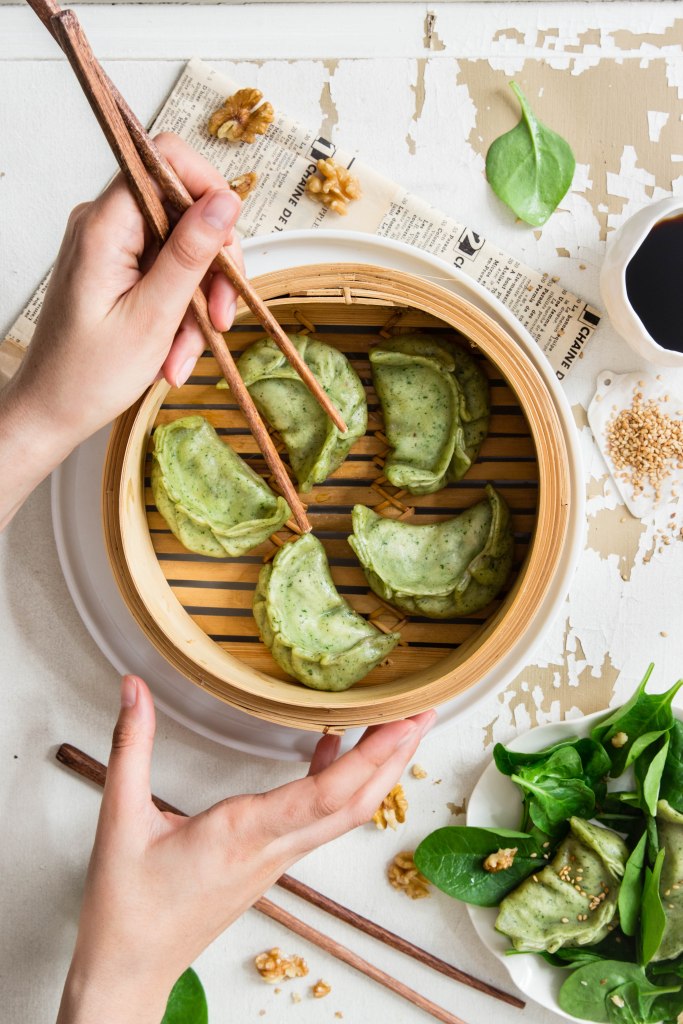 Gyozas vert aux épinards, ricotta et citron confit - photography