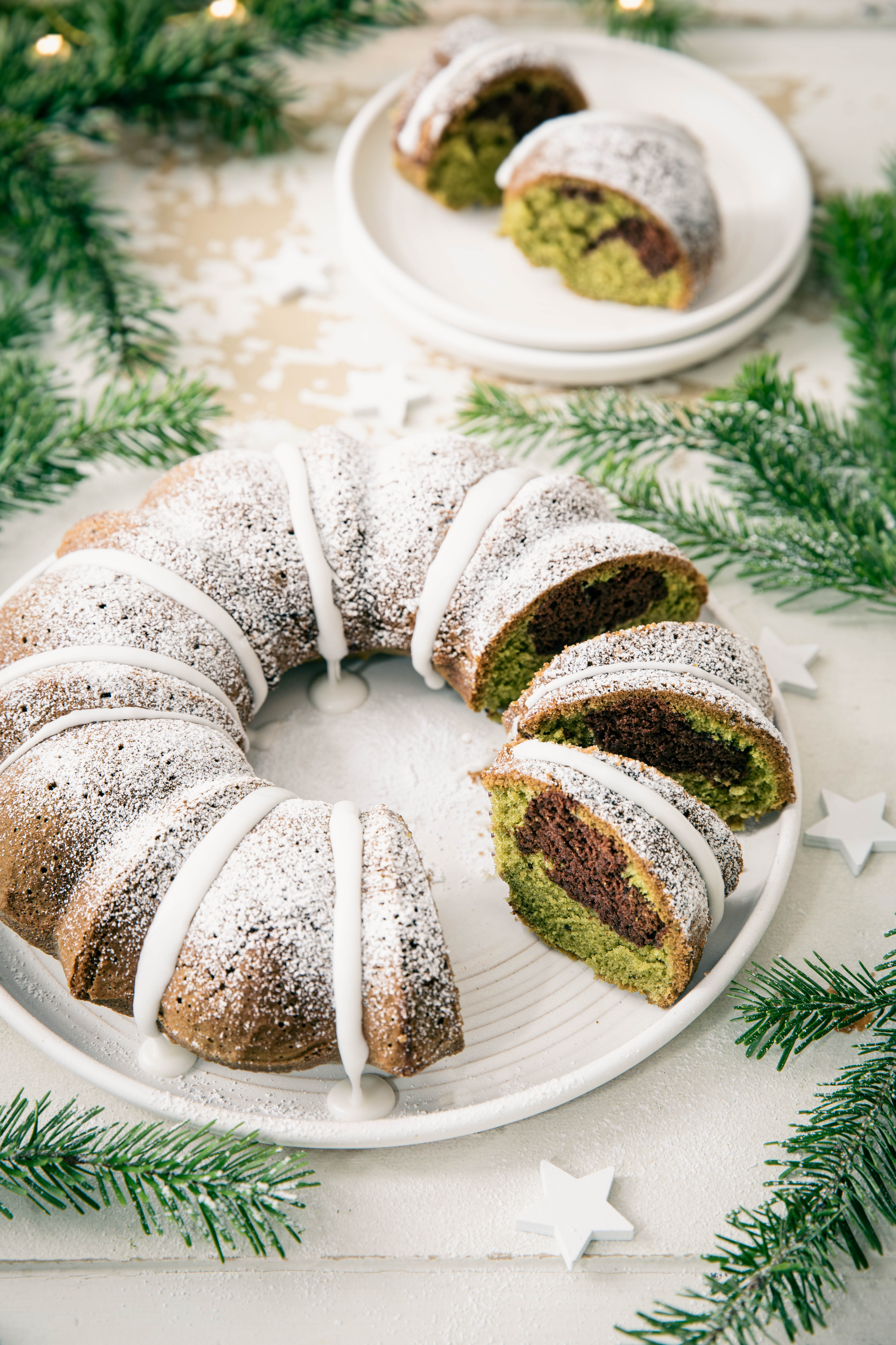 Bundt cake marbré matcha chocolat & vanille - photography