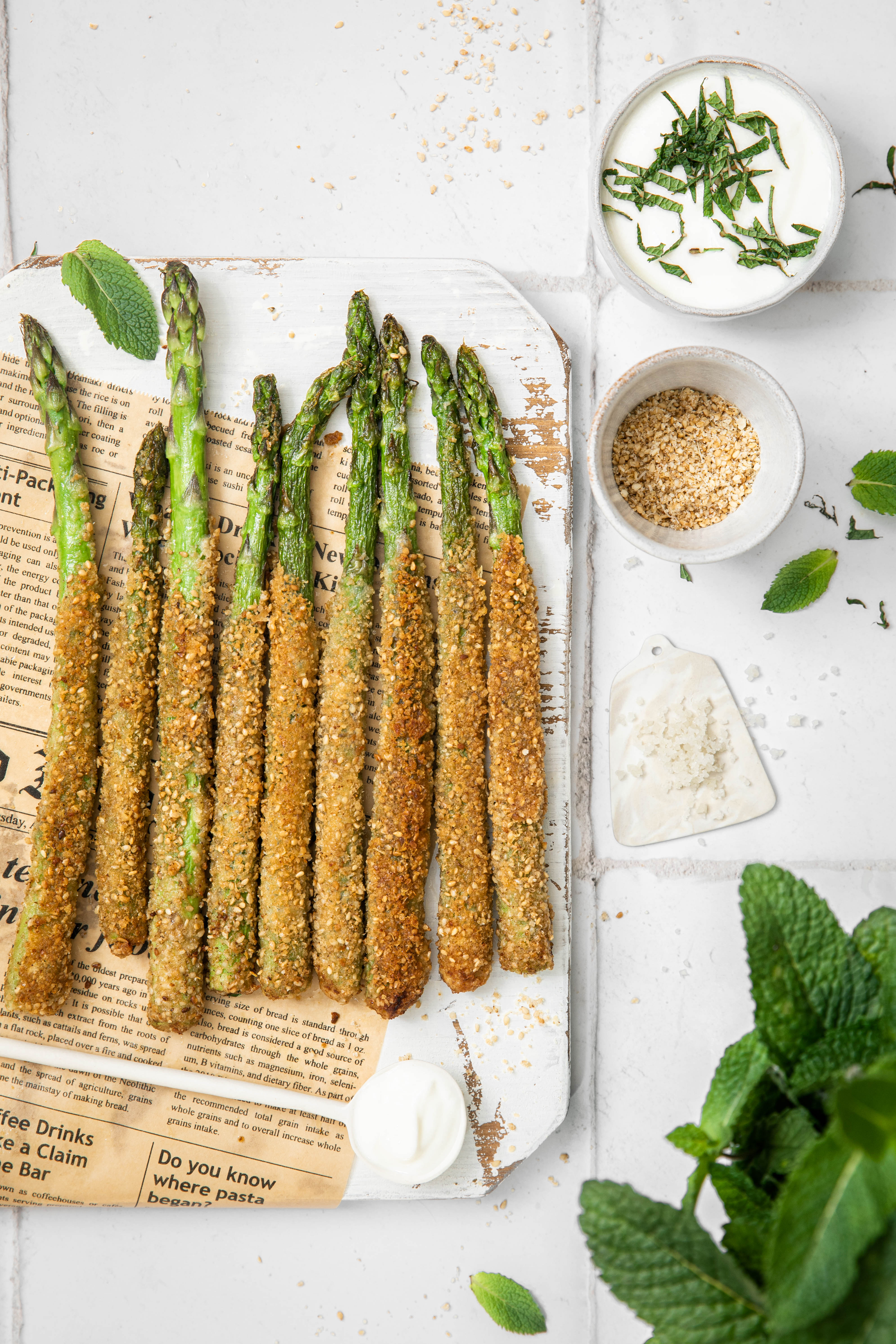 Asperges vertes panées au parmesan et gommasio - photography